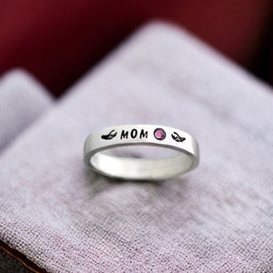 Personalized Angel Wings Memorial Stone Ring