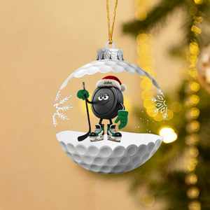Personalized Snowball Ice Hockey Ornament