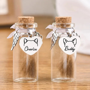 Pet Fur Keepsake Jar - Personalized Pet Memorial Sympathy Gifts For Dogs, Cats