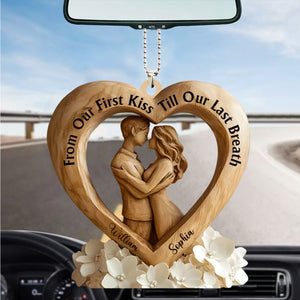 From First Kiss to Everlasting Love Personalized Couple Ornament