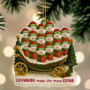 Grandkids Make Life More Grand, Christmas Tree And Sleigh Personalized Acrylic Ornament