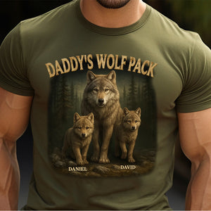 Papa’s Wolf Pack - Family Personalized Pure Cotton T-Shirt Father's Day Gift For Dad, Grandpa