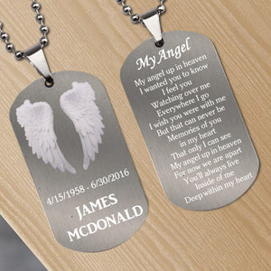 My Angel Up In Heaven- Personalized Memorial Dog Tag Necklace