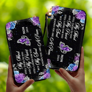 My Mind Still Talks To You - Personalized Leather Clutch Purse