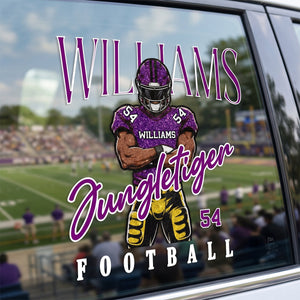 Personalized Name & Number Football Car Decal β Retro Football Design For Fans