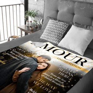 Personalized Amour Magazine Cover, Custom Couple Newspaper Blanket, Romantic Love Story Gift