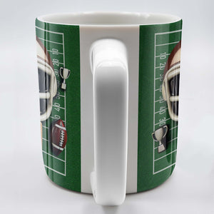 Football Helmet and Trophy, Personalized Coffee Mug, Gift For Coaches and Sports Fans
