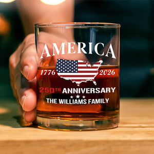 Personalized Family Name America 250th Anniversary Whiskey Glass