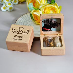 Custom Wooden Pet fur Keepsake Personalized Wooden Pet Ashes Box Pet Loss Gifts