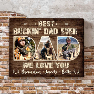 Best Buckin’ Dad Ever Personalized Photo Canvas, Gift for Hunter Dad