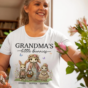 Vintage Grandma Bunny Easter Personalized Pure Cotton T-Shirt