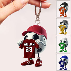 Custom Name Soccer Keychain, Soccer Lover Personalized Gift