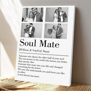 Soul Mate - Personalized Custom Couple Photo and Name Canvas Poster Valentine's Gift for Him, Her