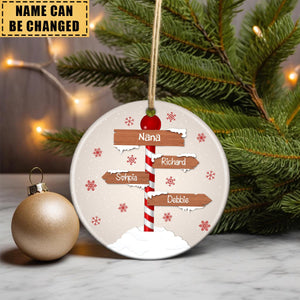 Personalized Christmas Family Sign Ceramic Ornament