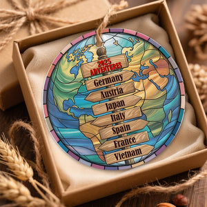 Personalized Travel Adventure Acrylic Ornament, Family Vacation Gift Couple Travel Gift