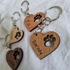 Paw Print Heart Keychain – Personalized Pet Gift For Dog & Animal Lovers
