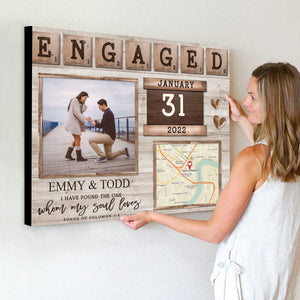 Custom Map - Personalized Canvas Poster Gift For Newly Engaged Couple