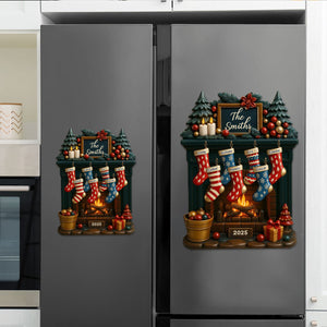 To My Beloved Family This Christmas, Personalized Fireplace And Christmas Stockings Decal