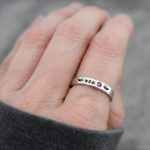 Personalized Angel Wings Memorial Stone Ring