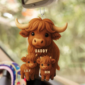 Highland Cow Dad Acrylic Ornament Personalized Gifts For Dad