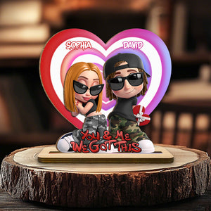 You & Me We Got This, Hearts And Sunglasses, Custom Wood Plaque, Gift For Couples