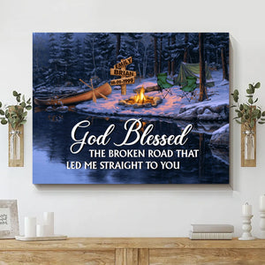 Broken Road - Personalized Camping Couple Canvas Poster