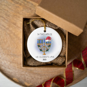 Personalized Circle Ceramic Ornament Jewish and Christian Family Decorations Hanukkah Gift