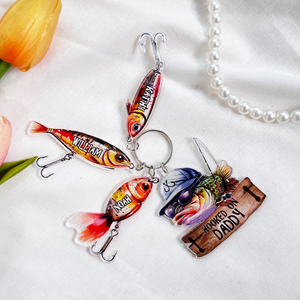 Hooked On Dad, Grandpa, Papa - Personalized Acrylic Keychain