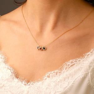 Personalized Grandma Mom Tears Of Joy 1-7 Teardrop Birthstone Necklace