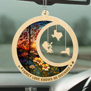 Family Love Knows No Distance - Personalized Custom Car Ornament