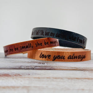 Personalized Leather Bracelet - Engraved Modern Minimalist Cuff