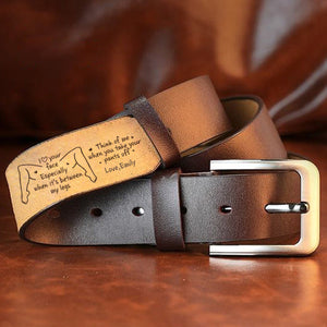 I Love Your Face Especially When It's Between My Legs - Naughty Fun Gifts For Him - Personalized Cowhide Belt