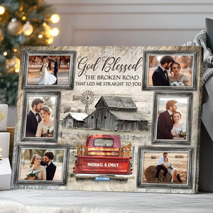 God Blessed Farmhouse Bar and Truck Photo Collage Wall Art Canvas Poster