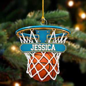 Personalized Basketball Hoop Christmas Ornament – Custom Name & Ball-In-Net Acrylic Keepsake | Gift for Players & Coaches