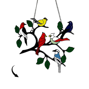 Personalized Family Photo Birds Colorful Window Pendant