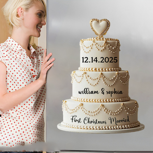 Personalized Wedding Cake First Christmas Married Decal
