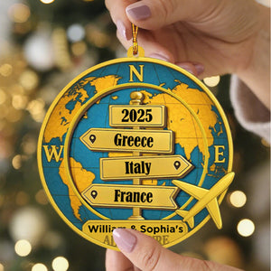Destinations Of 2025 Personalized Double Layer Wood Ornament, Gift For Travel Enthusiasts