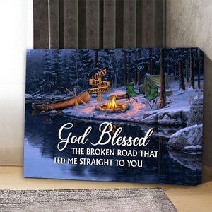 Broken Road - Personalized Camping Couple Canvas Poster