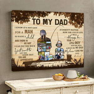 Personalized Gift For Fisherman Dad - Custom Photo Collage Canvas Poster