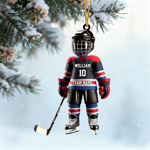 Personalized Stripe Ice Hockey Ornament for Hockey Player