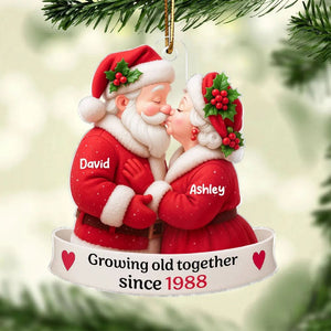 Personalized Santa Couple Growing Old Together Acrylic Ornament, Anniversary, Christmas Gift for him, Gift for her