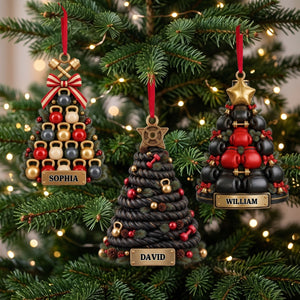 Weight Plate, Kettlebell, Dumbbell Kettlebell Personalized Fitness Gym Christmas Ornament