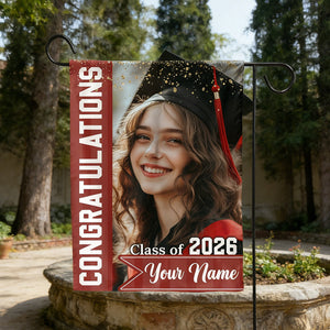 Congrats Photo Graduation Flags - Personalized Graduation Garden Flag - Graduation Class Of 2026