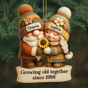 Growing Old Together Couple - Personalized Wood Ornament Gift For Couples