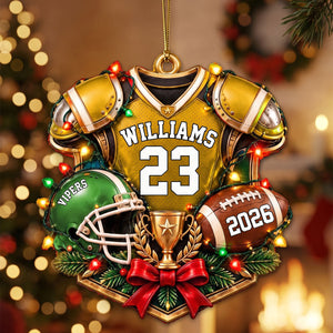 Personalized Football Ornament β Custom Name & Jersey Number Keepsake | Gift For Kids & Football Players