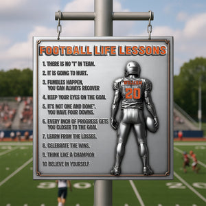 Football Life Lessons - Personalized Metal Sign Gifts For Football Player
