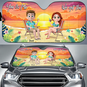 You And Me At Beach - Personalized Car Sunshade Gift For Couple