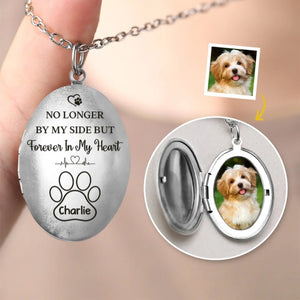 You Left Paw Prints On My Heart - Memorial Personalized Custom Locket Necklace Gift For Pet Lovers