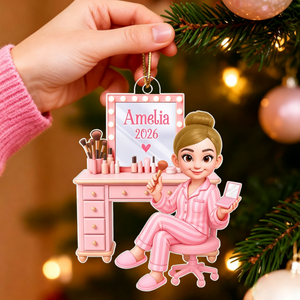 Personalized "Pink Girl Makeup" Acrylic Ornament β Christmas Gift For Daughters & Granddaughters