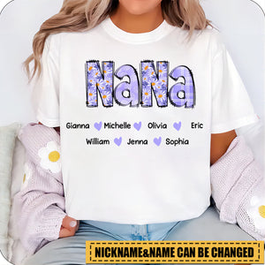 Custom Gigi Purple Daisy With Grandkids Mother's Day Pure Cotton T-Shirt